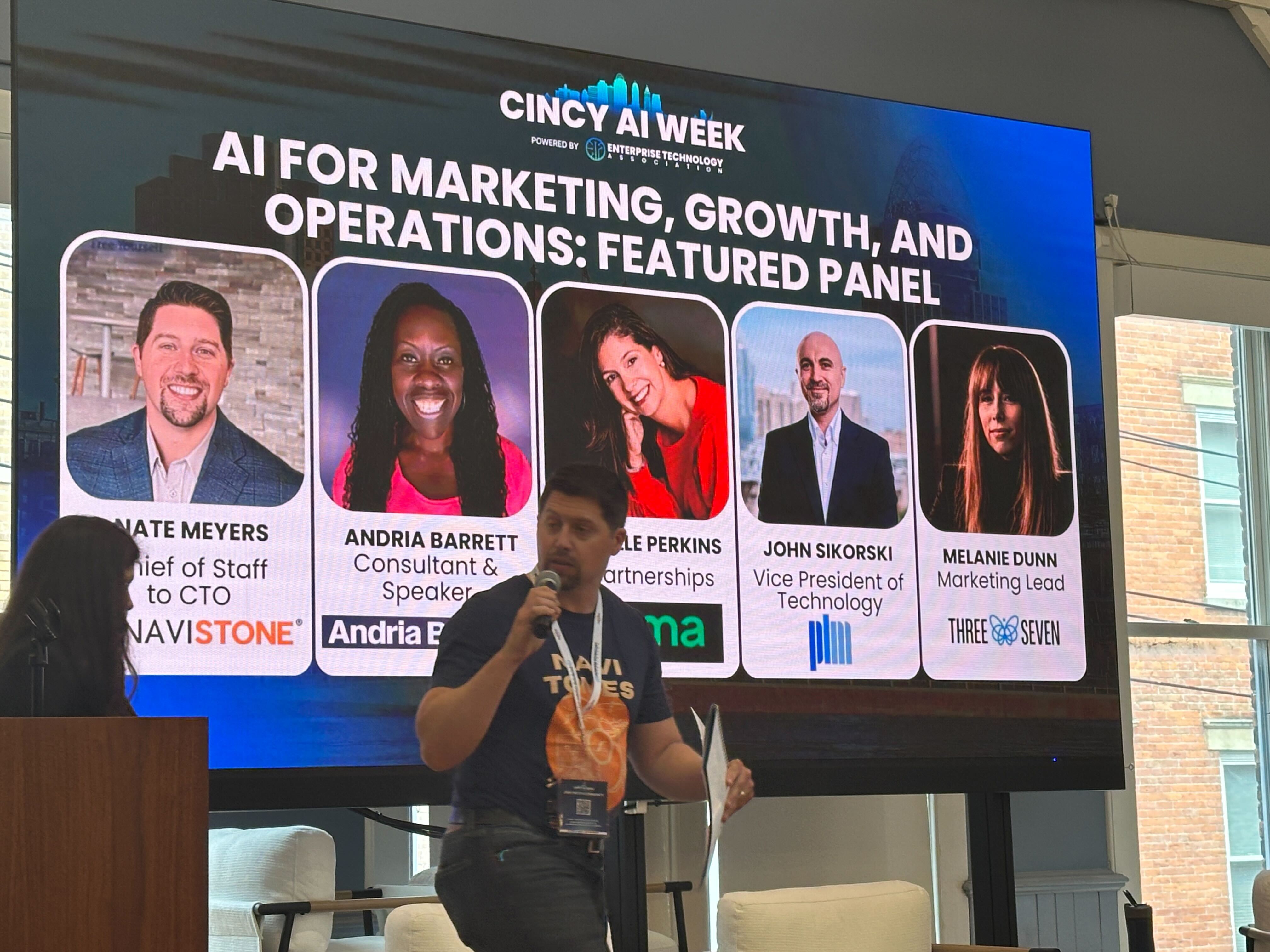 Melanie Dunn on the AI for Marketing, Growth, and Operations panel at Cincy AI Week 2026